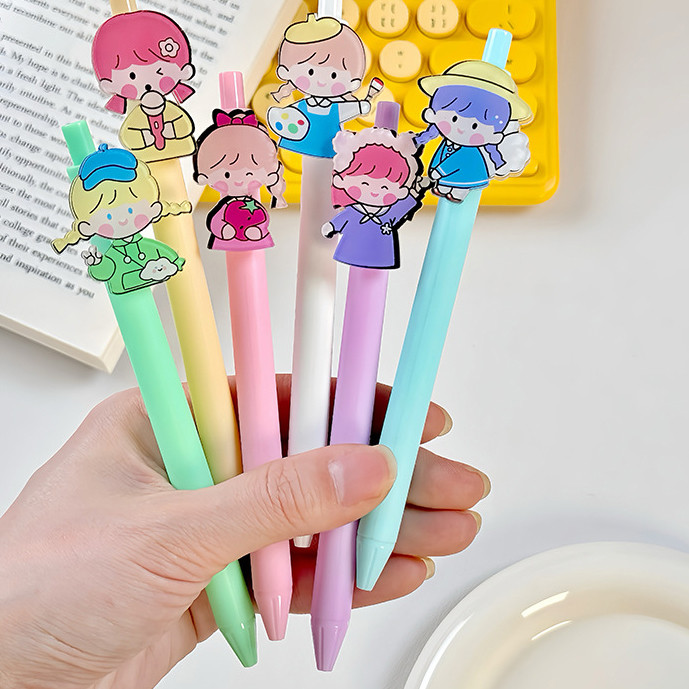 MECHANICAL GEL PEN 1 ชุด 4 ชิ้น CUTE 3D CARTOON CHARACTERS BLACK INK / CUTE 3D MECHANICAL GEL PEN