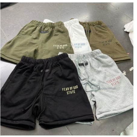 24fall FOG Double Line ESSENTIALS High Street ฤดูร้อนหลวม Drawstring กางเกงขาสั้นอินเทรนด์สําหรับผู้ชายและผู้หญิง