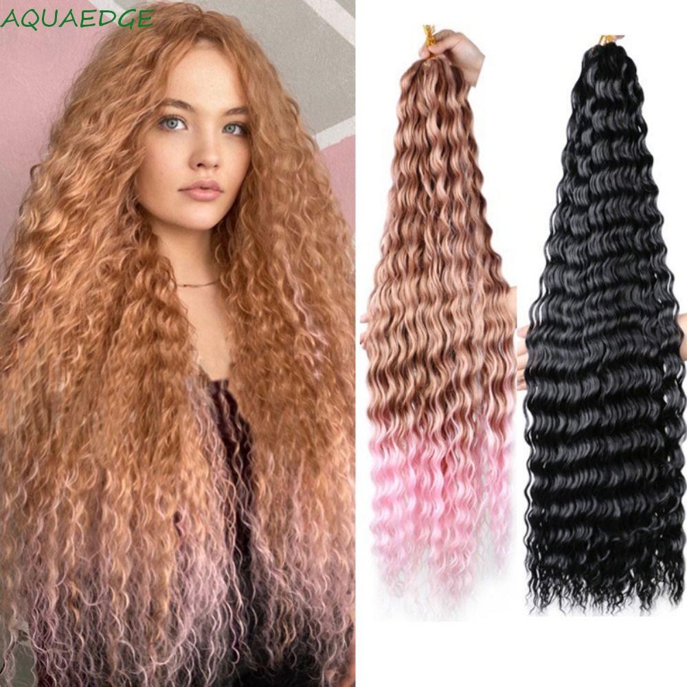 Aquaedge Deep Twist ถักผม, Freetress Water Wave สังเคราะห์โครเชต์ผม, 30 นิ้วหยิกธรรมชาติยาวโครเชต์ Braiding Hair Extensions อเมริกัน