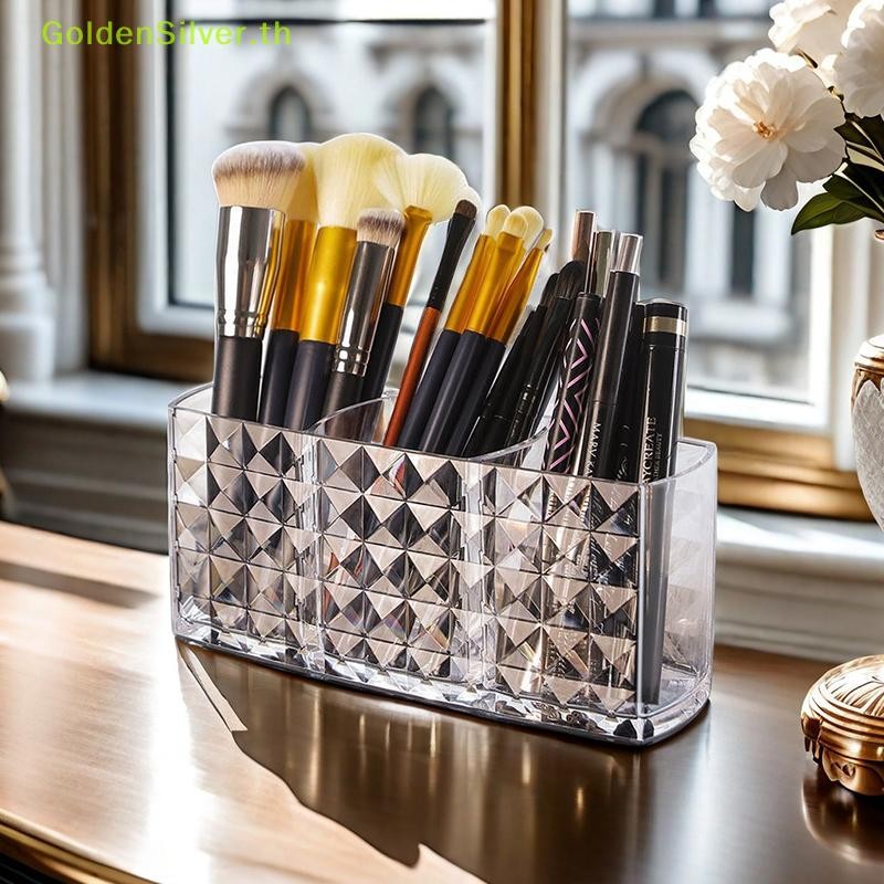 Goldensilver โปร่งใส Lip เครื่องสําอางแต่งหน้าแปรงแต่งหน้าอะคริลิคเครื่องมือกล่องเก็บกรณี Make-up ผู้ถือแปรงตาราง Organizer เครื่องมือแต่งหน้า TH - รูปที่ 2