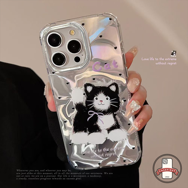 ความหรูหราคลื่นน้ำการ์ตูนลูกแมวน่ารักนุ่ม เคส IPhone 11 15 13 16 12 14 Pro Max 7Plus XR X XS Max 14 16 8 6s 15 Plus SE