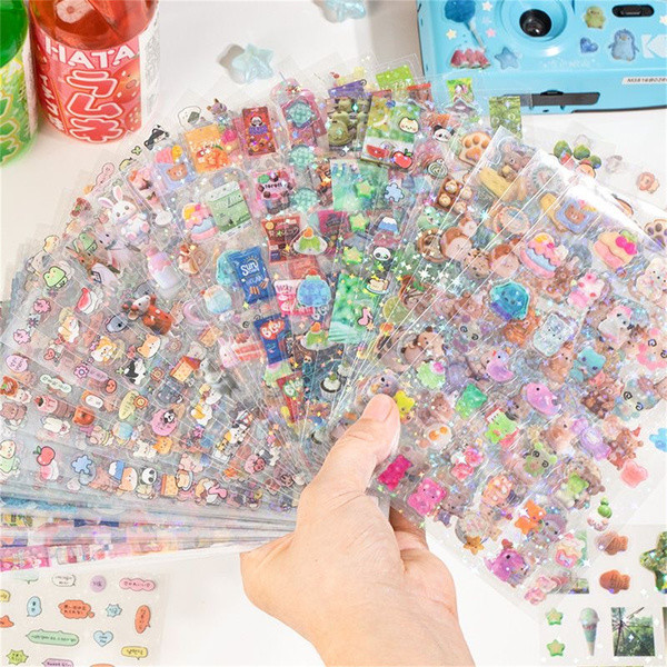 Steve 10 ชิ้นชุด Y2K PET โปร่งใสฟิล์มแวววาวโซดาปลาทองสติกเกอร์ตกแต่ง