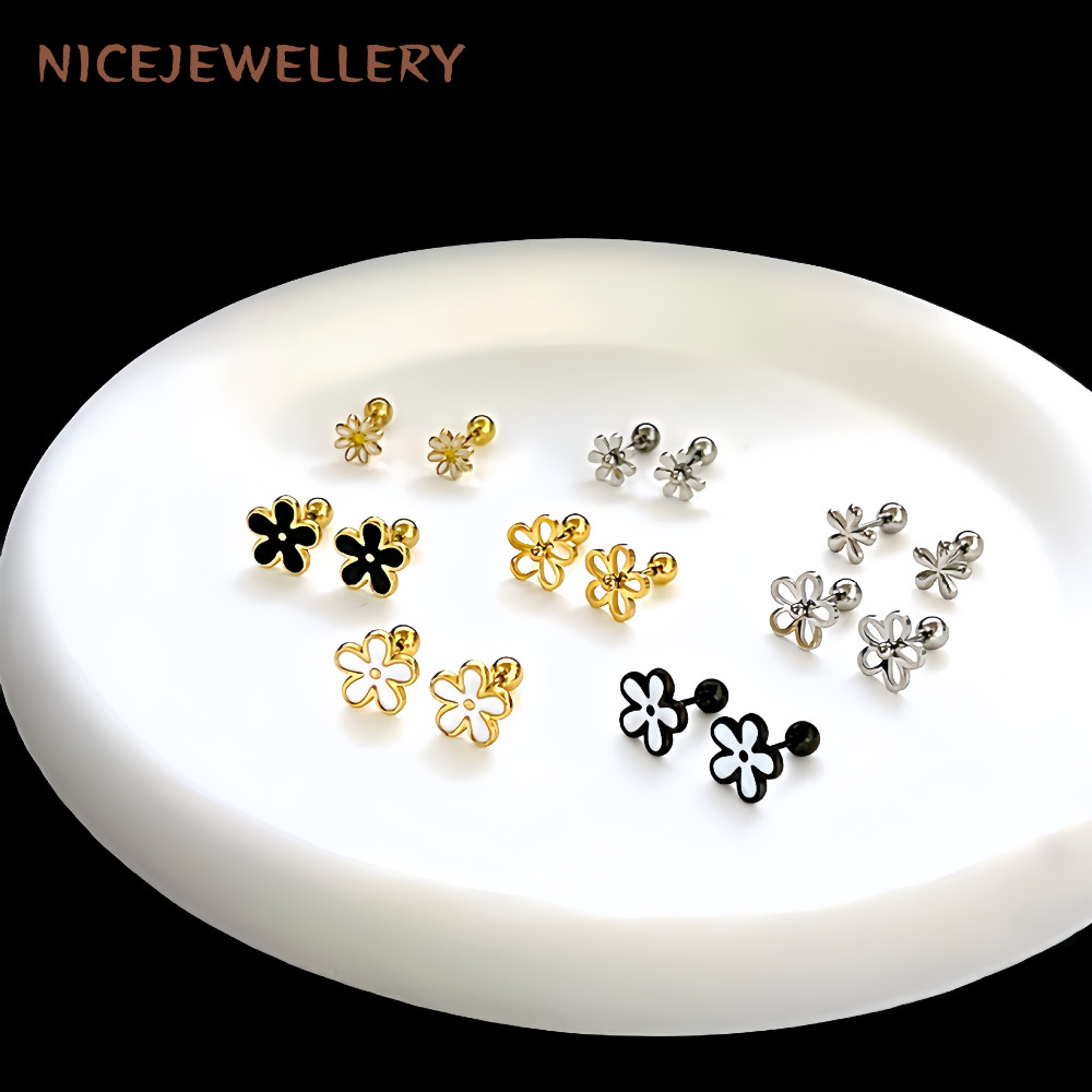 ต่างหูดอกไม้ 20G กระดูกอ่อน Tragus เจาะ 1 PC 316L สแตนเลสสตีลหู