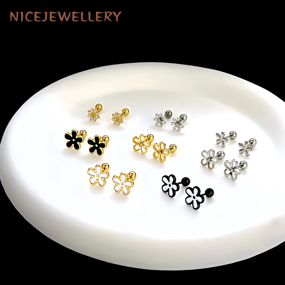 ต่างหูดอกไม้ 20G กระดูกอ่อน Tragus เจาะ 1 PC 316L สแตนเลสสตีลหู