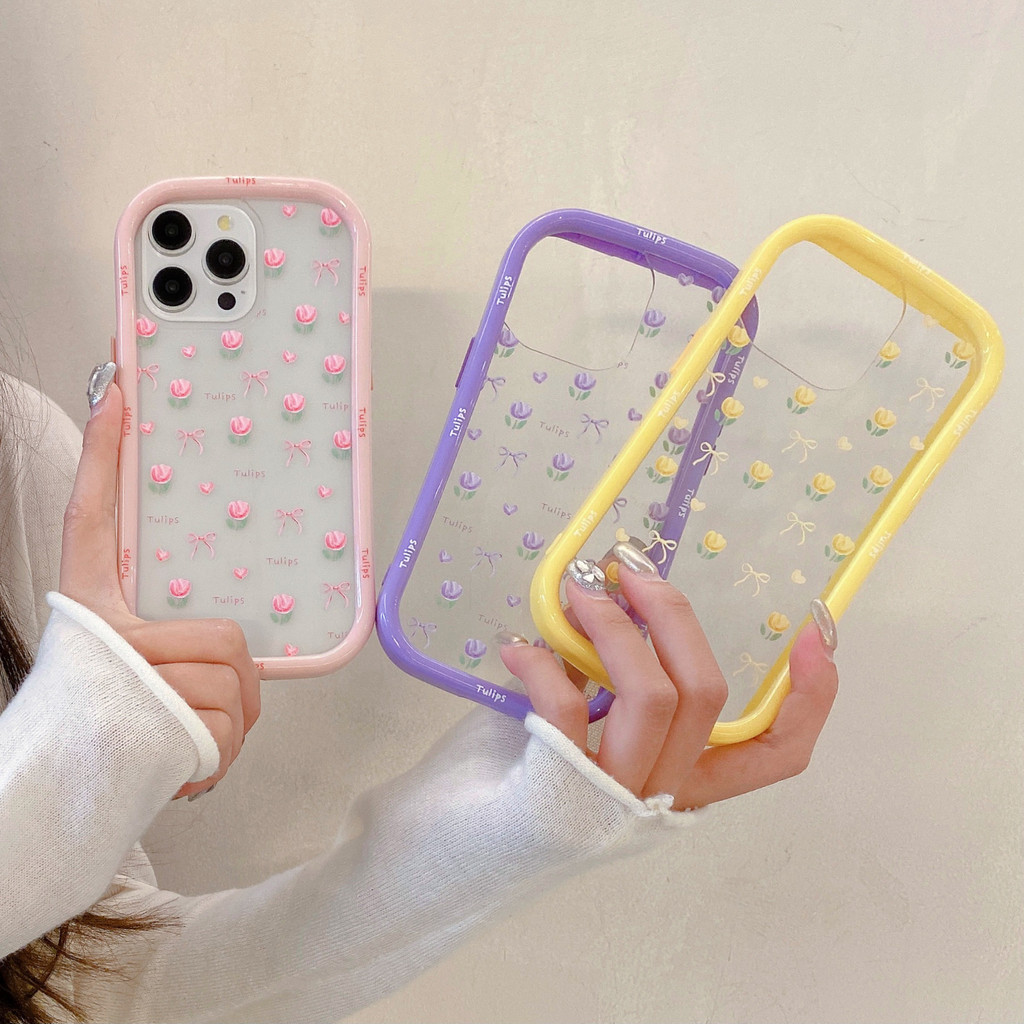 สีเหลืองสีม่วงสีชมพูเต็มดอกไม้ขนาดเล็กเอวสวย TPU สําหรับ Apple IPhone 16 15 14 13 Pro Max เคสกันกระแทก