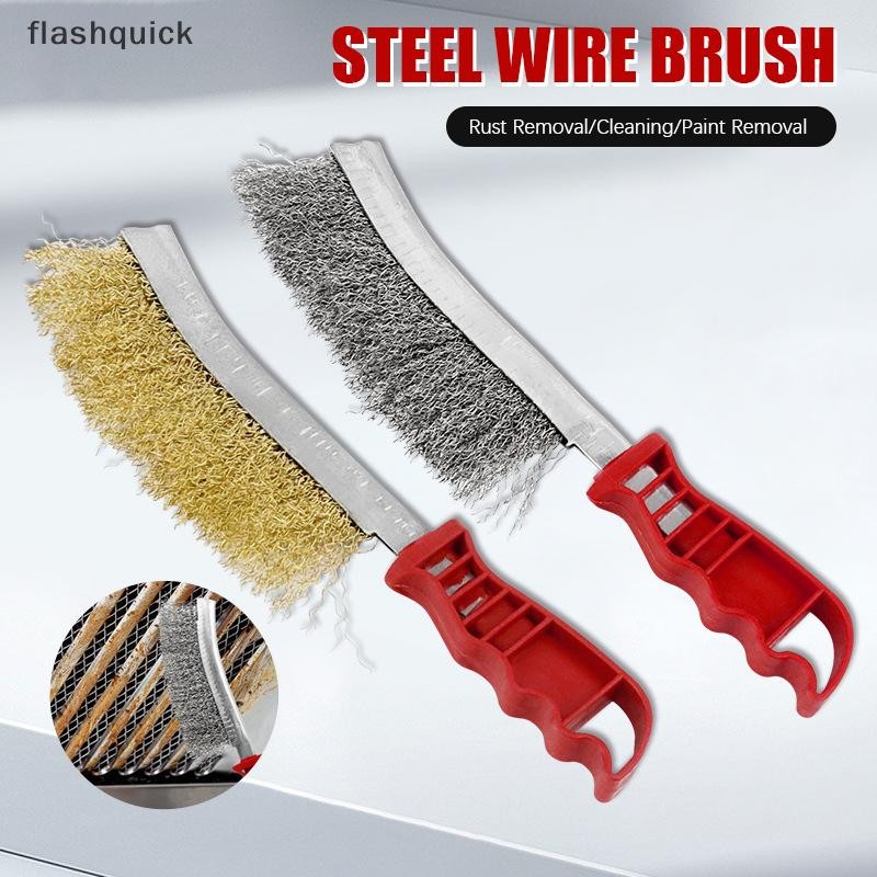 Flashquick al แปรงลวด ทองแดงชุบแปรงสแตนเลสแปรงทําความสะอาดแปรงกําจัดสนิมโลหะสําหรับทําความสะอาดย่างบาร์บีคิว Nice