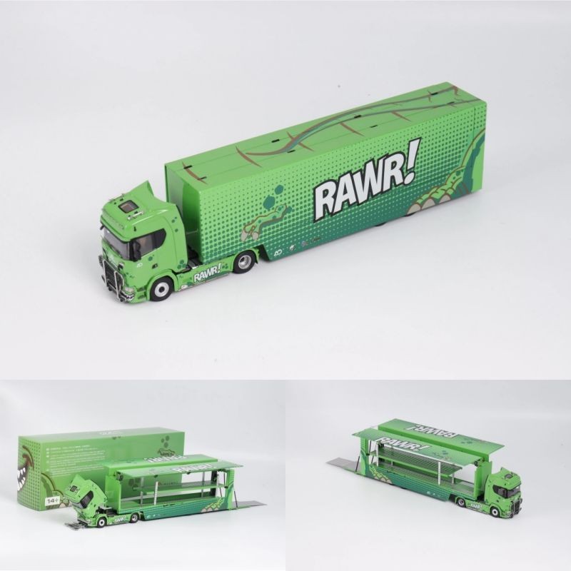 มีจําหน่าย Maxwell Qihui 1: 64 Scania Scania S730 Alloy Double Layer Transport Vehicle Model RAWR Di