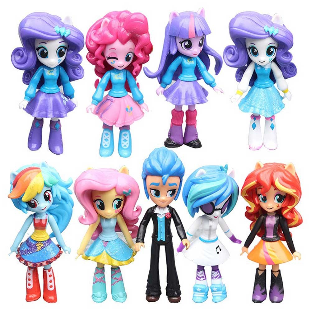 9pcs My Little Pony Equestria Girls Theme Park Collection Minis Dolls Figures Set
