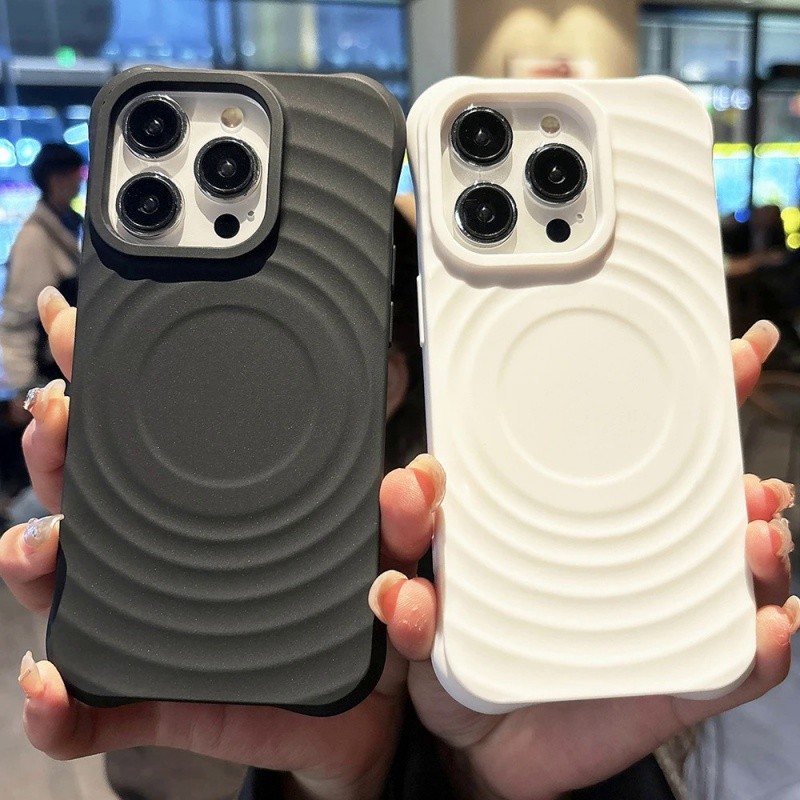 หรูหราแม่เหล็กไร้สายชาร์จแหวนแบบกรณีโทรศัพท์สำหรับ iPhone 16 15 14 13 12 11 PRO MAX 14 15 16บวกอากาศเบาะป้องกันการวางนุ่มฝาครอบป้องกัน