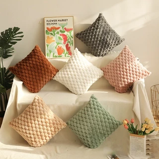 COD ปลอกหมอน 45*45cm ปลอกหมอนพิมพ์ สีทึบ ขนนุ่ม ดูดี สำหรับตกแต่งบ้าน