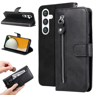 เคส Case for Realme C100 C85 5G C71 C75 C75x Note 50 60 60x C63 C61 C55 C53 C51 16 15 15T 14 14T 13+ 13 Pro+ 12 Pro Plus 5G 11 11x เคสโทรศัพท์หนังฝาพับพร้อมช่องใส่บัตรสําหรับ PU Faux Leather Flip Cover Zipper Wallet With Card Slots Soft TPU YYTLL