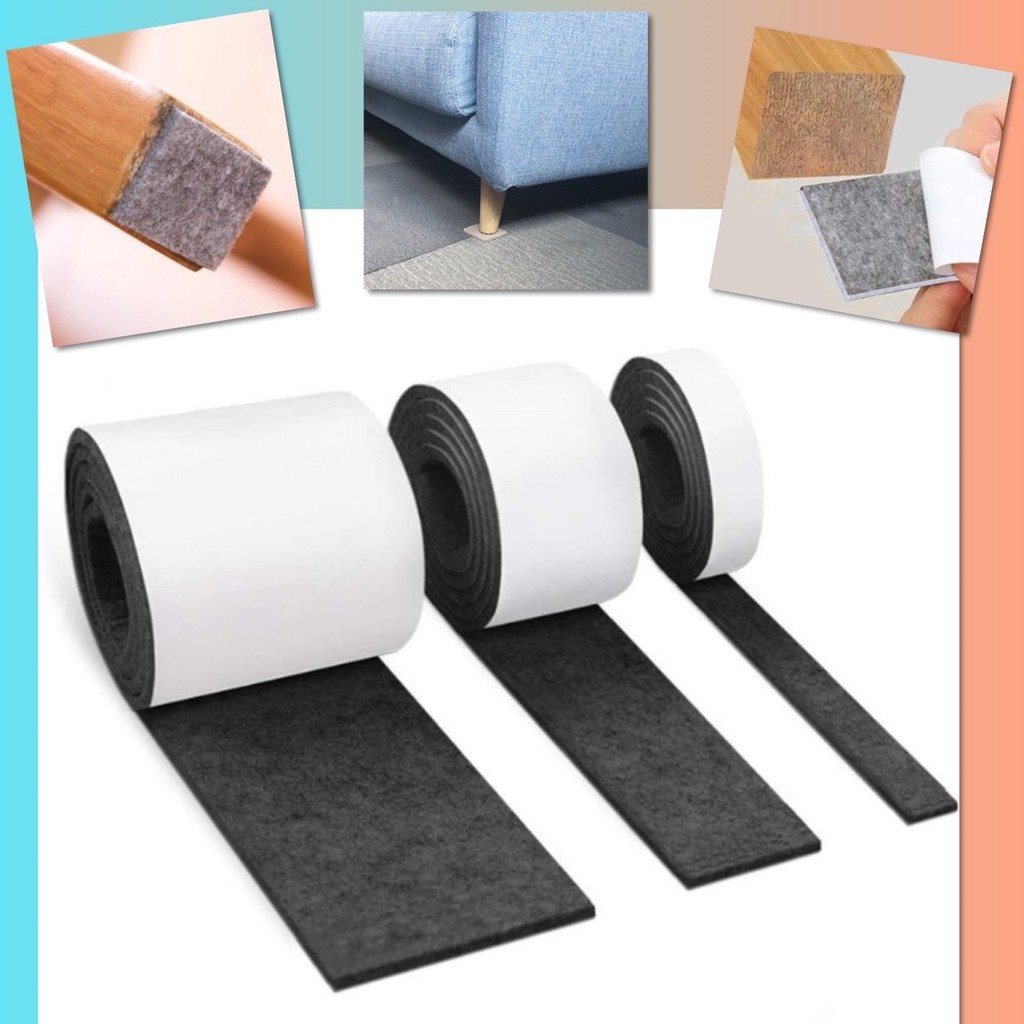 🎀 เทป สักหลาด ผ้าสักหลาด แบบม้วน กาวในตัว เก็บเสียง ซับน้ำ ลดแรงกระแทรก รองขาเก้าอี้ โต๊ะ โซฟา รุ่นอัพเกรด ติดกว่าปกติ 🎀