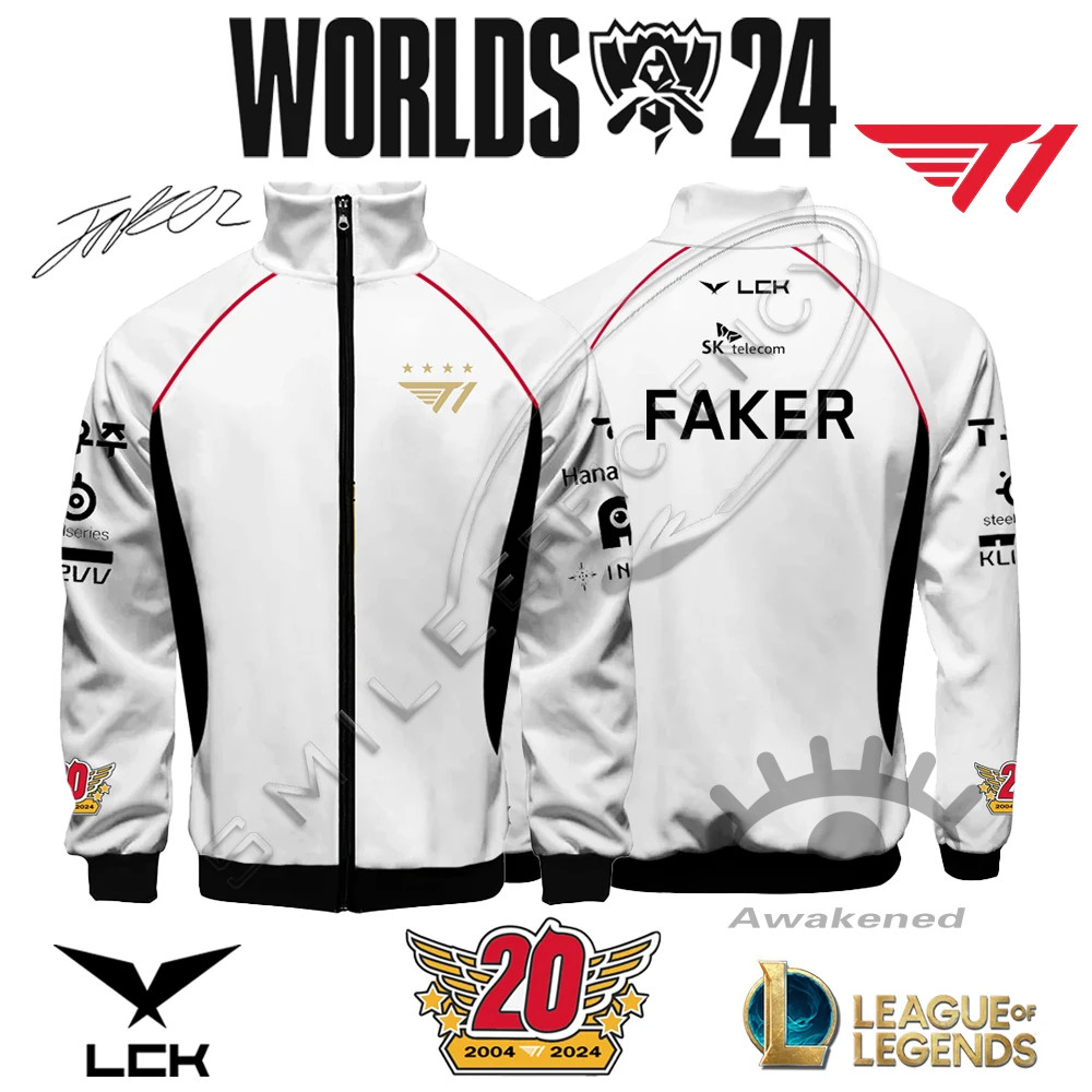 2024 SKT T1 E-sports Club Uniform Global Finals Limited Jersey Jacket Zeus Faker แฟนสนับสนุนเสื้อแฟช