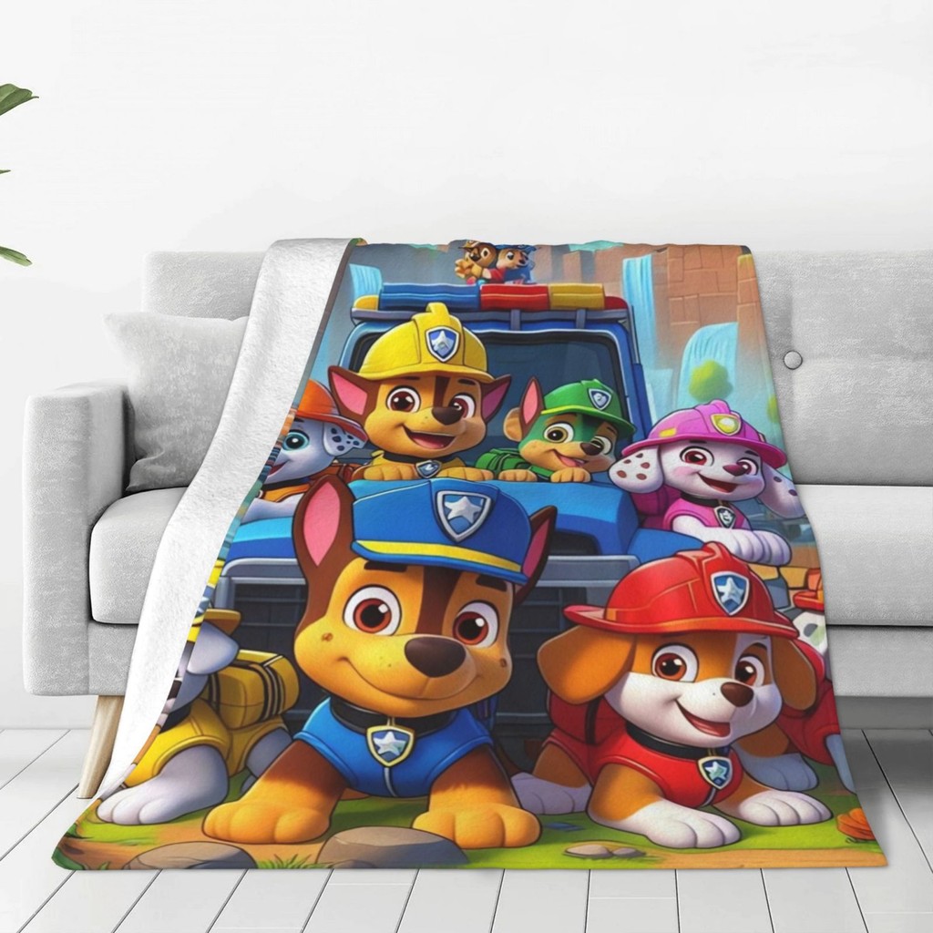PAW Patrol ผ้าห่มสักหลาดนุ่มพิเศษพิมพ์ดิจิตอลผ้าห่มไมโครไฟเบอร์ปุยพรีเมี่ยมทุกฤดูกาล