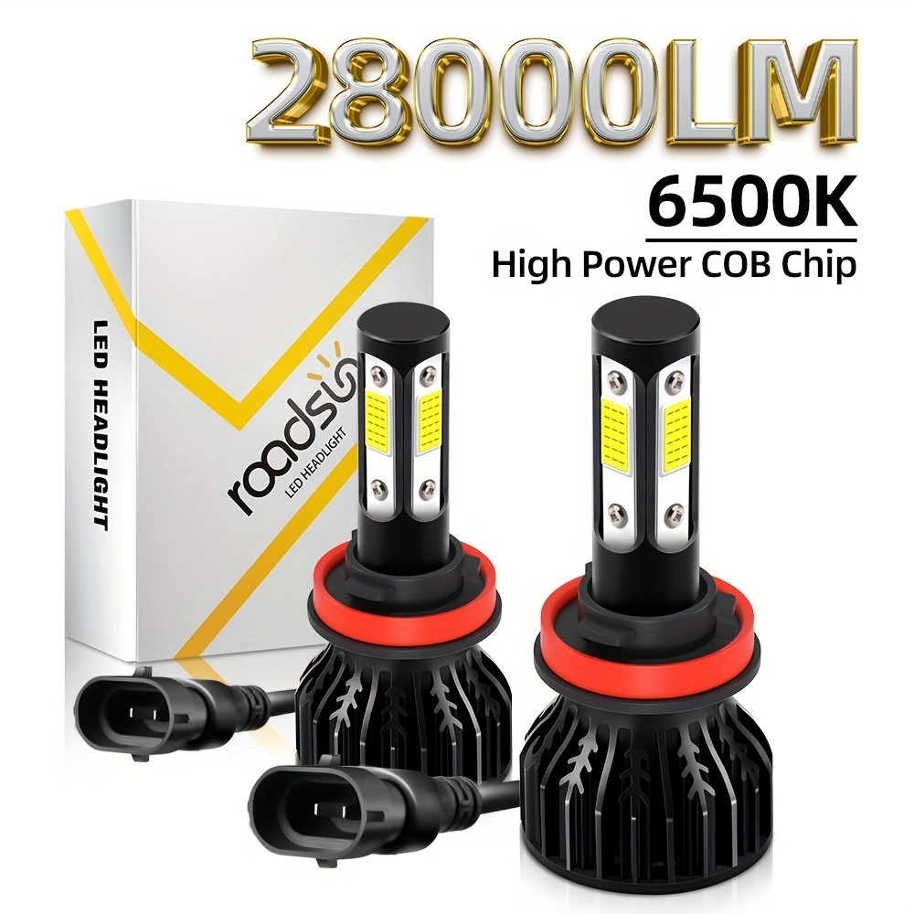 Y28000LM 4 ด้าน LED ไฟหน้ารถหลอดไฟ COB 6500K 12V 9012 9005/HB3 9006/HB4 H4 H7 H11 H13 9004 9007 Luce
