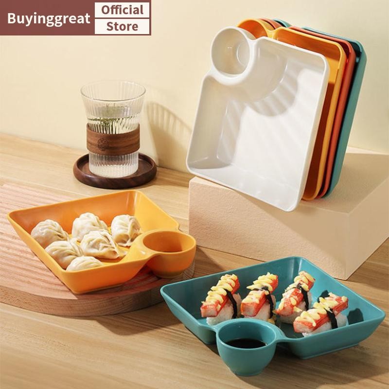Tst Multi-purpose Dumpling แผ่น gar จานขนม 2-Grid เครื่องเทศจานเกี๊ยวขนมหวาน French Fries ซอสมะเขือเทศผู้ถือ SG