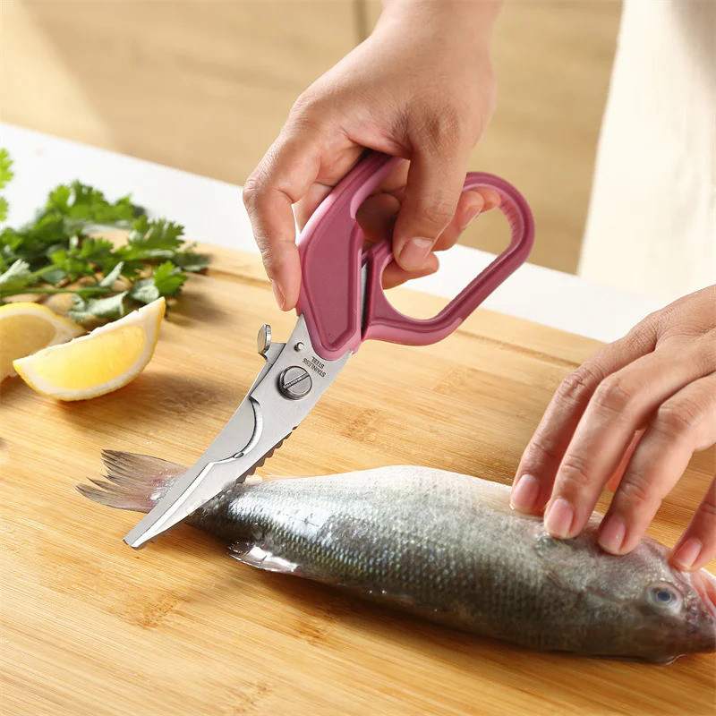 Stainless Steel Kitchen Scissors for Cutting Chicken Bone Multifunctional Fishing Scissor Scales Cle