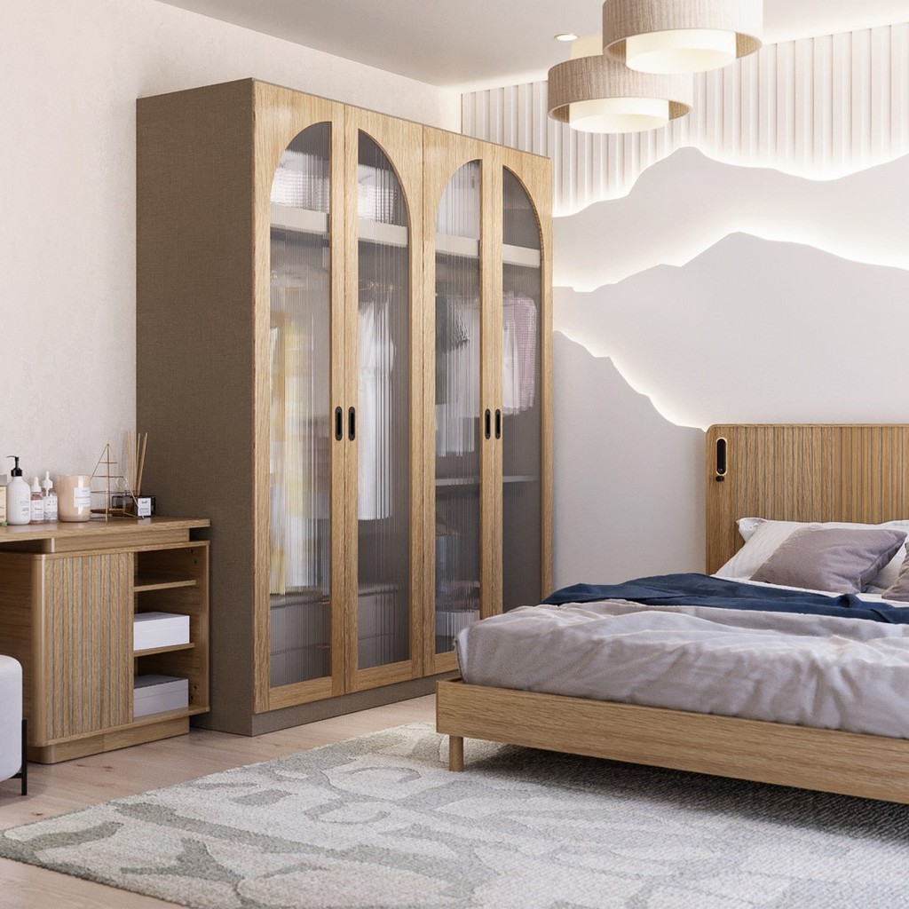 SB Design Square ตู้เสื้อผ้า ขนาด 200 ซม รุ่น VALLEY สีไม้อ่อน (200x60x230 ซม.) แบรนด์ SB FURNITURE