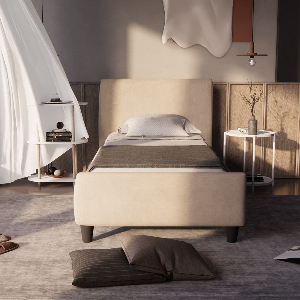 Looms เตียง 3.5 ฟุต รุ่น GIFFER ผ้าสีครีม (120x231x98 ซม.)  แบรนด์ LOOMS