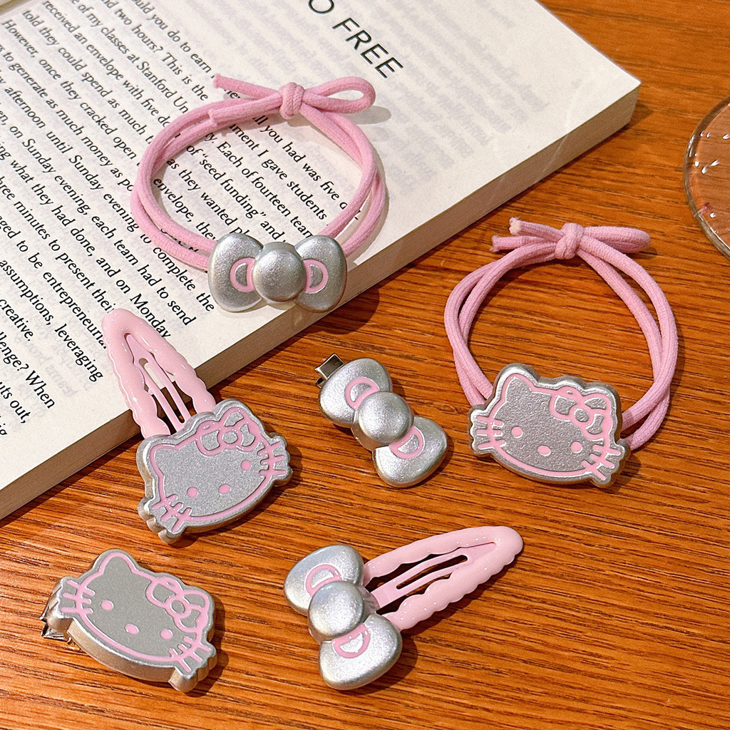 แฟชั่นเกาหลีโบว์สีชมพู Hello Kitty กิ๊บติดผมหญิง อิน ของขวัญวันเกิดนักเรียนน่ารัก