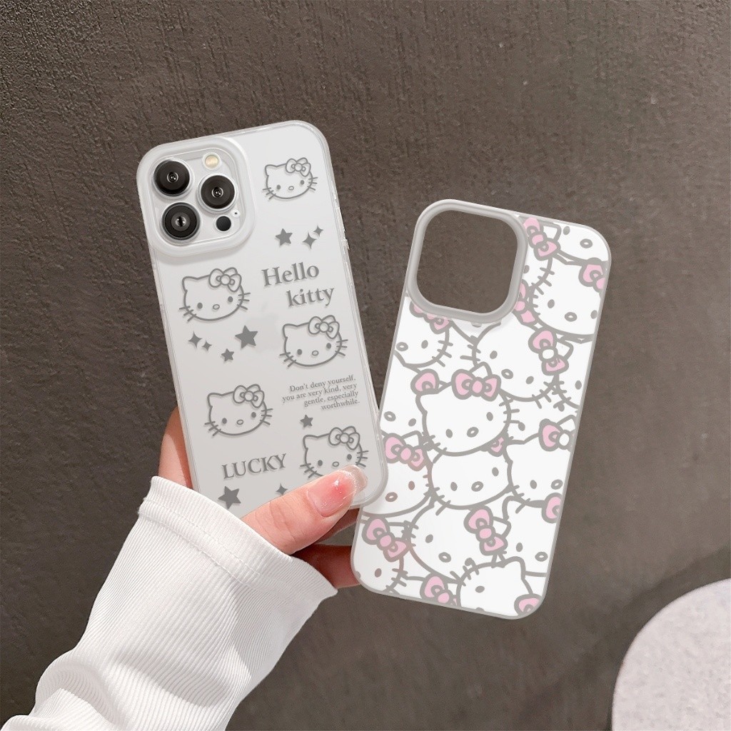 IPhone Hello cat เคส TPU ฝ้า กันกระแทก ป้องกันกล้อง-IP 6/6S/7/8/Plus/X/xs/xr/11/12/13/14/15/Pro/Max/