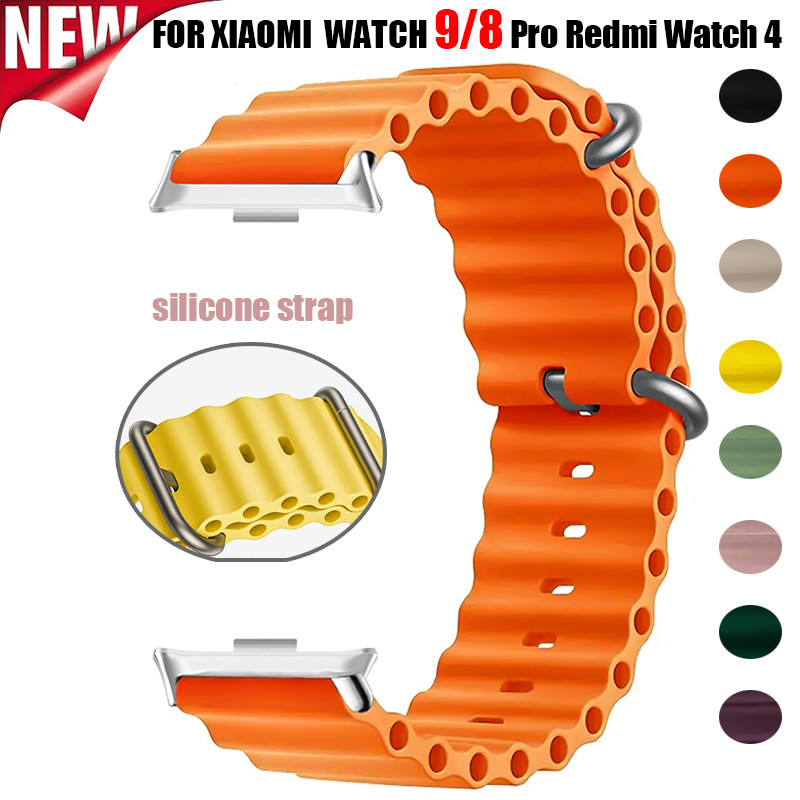 Ocean Strap ใช้งานร่วมกับ Xiaomi Band 9/8 Pro สร้อยข้อมือยืดหยุ่นแบบปรับได้สําหรับ Redmi Watch 4 สายรัดข้อมืออุปกรณ์เสริม