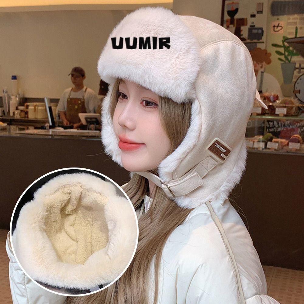 Uumir หมวกฤดูหนาว, Plush Windproof Bomber หมวก, กลางแจ้ง Warm หนา Ushanka หมวกขนสัตว์สําหรับผู้ชายผู้หญิง