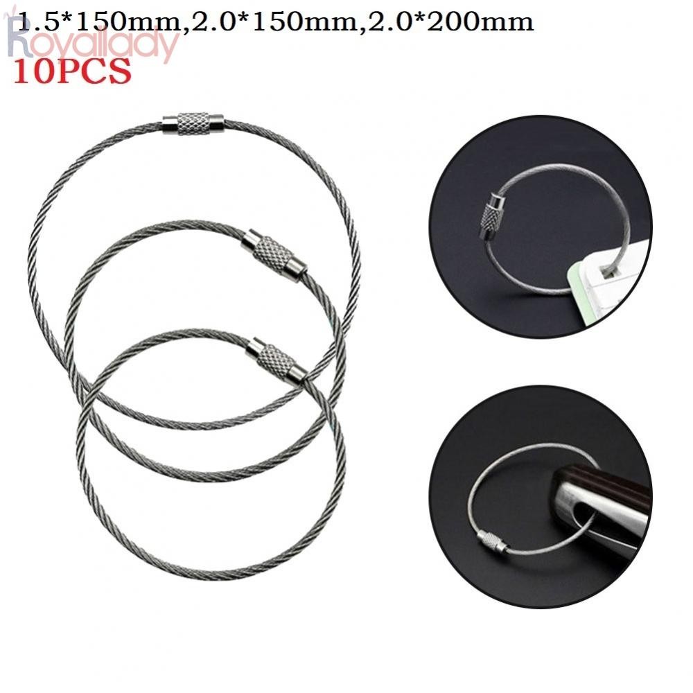 #ROYALLADY#Steel Wire Rope 1.5/2mm Keychain Tag Rope Loop Gadget Portable Wire Cable
