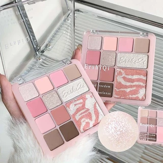 อายแชโดว์พาเลท 12 สีสีชมพูติดทนนาน Glitter Matte Eyeshadow Palette Shimmer Makeup