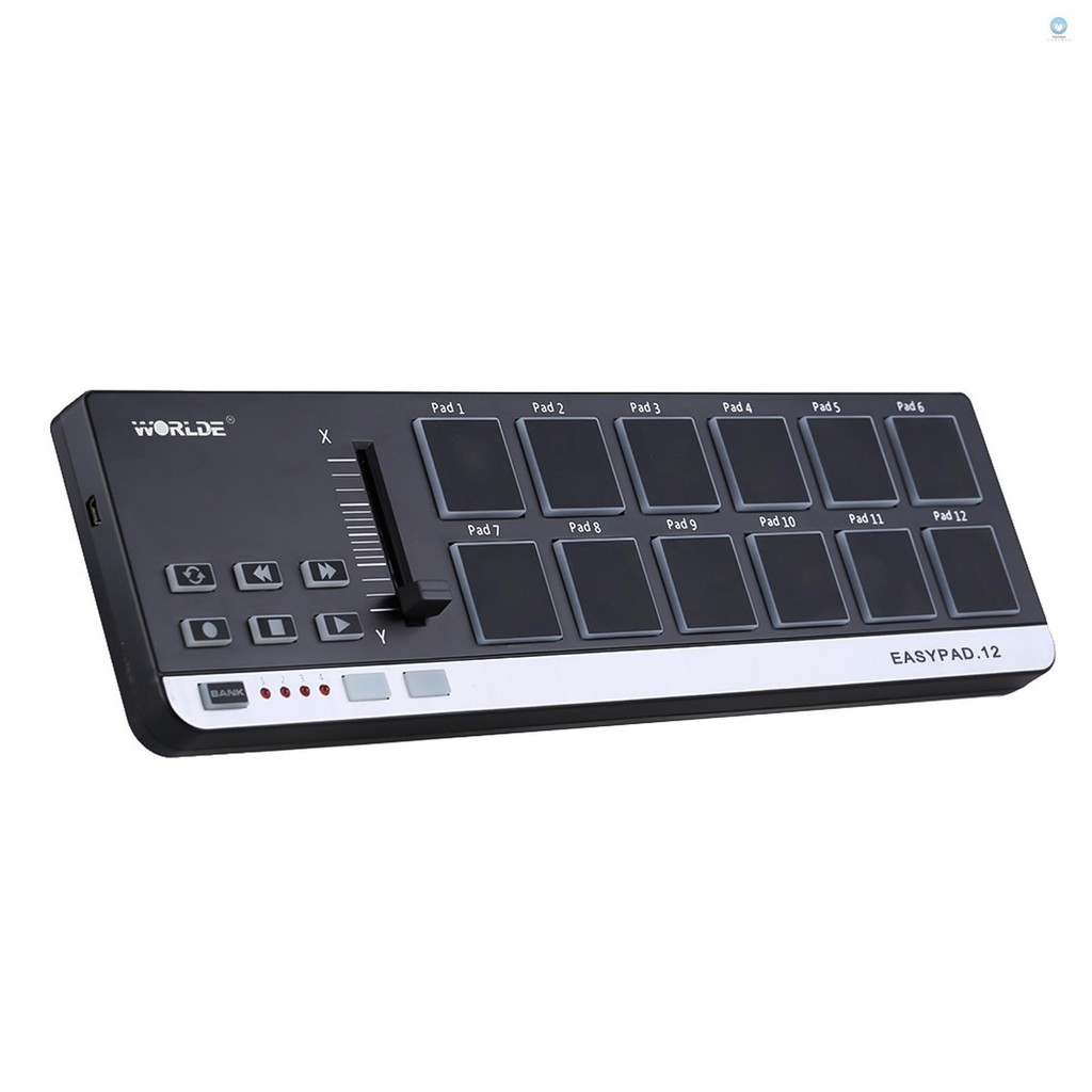 Worlde EasyPad.12 แบบพกพา Mini USB 12 กลอง Pad MIDI Controller