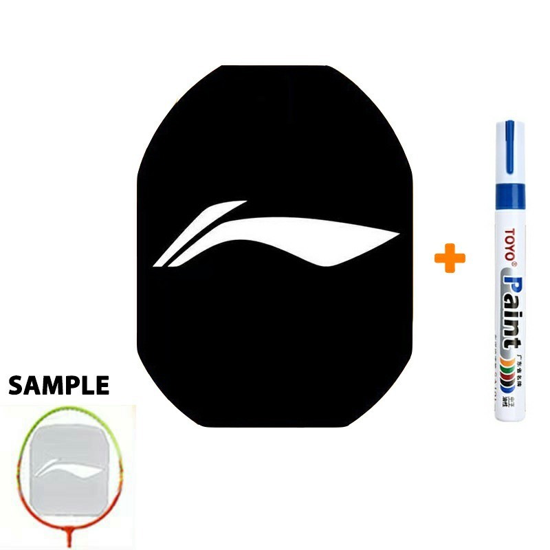 ไม้แบดมินตัน Li-Ning Logo Card Tennis Mark Stencil Board String Logo + 1x BLUE Marker Pen
