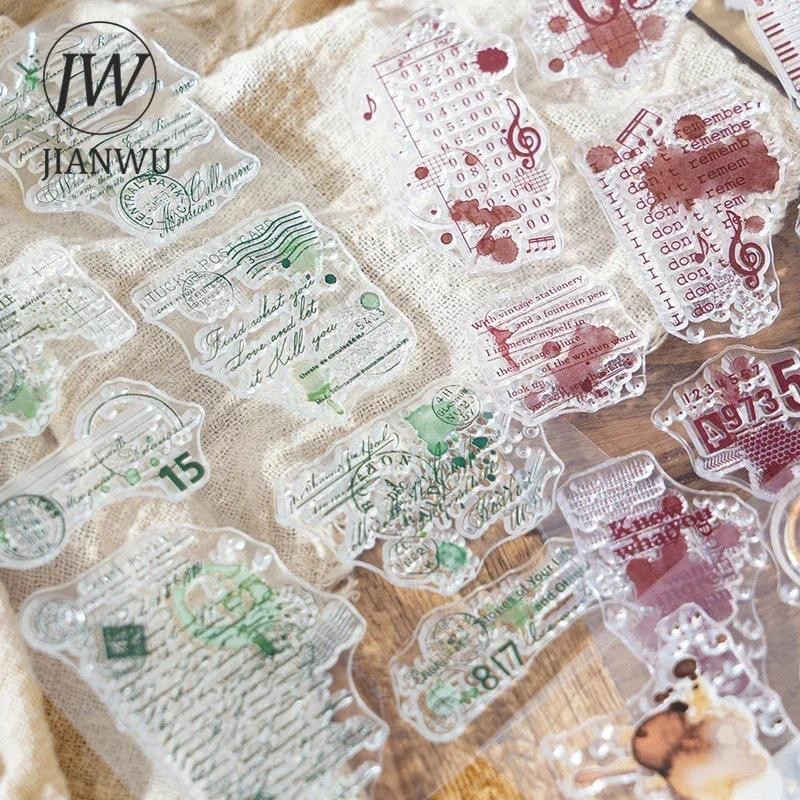 Jianwu Letterhead Story Series Vintage ข้อความภาษาอังกฤษเกล็ดหิมะวัสดุ Collage ซิลิโคนแสตมป์ Creative DIY Journal เครื่องเขียน