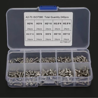 240 ชิ้น M2x6/M2x8/M2x10/M3x6/M3x8/M3x10/M3x12/M2.5x6/M2.5x8/M2.5x10 ชุดสกรู YSE