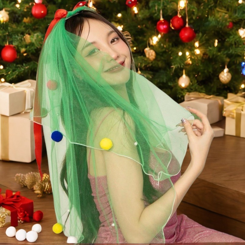 COD กิ๊บติดผมคริสต์มาส เครื่องประดับผม ผ้าคลุมหน้าเจ้าหญิง เวลเจ้าสาว Veil ที่คาดผมเจ้าสาว