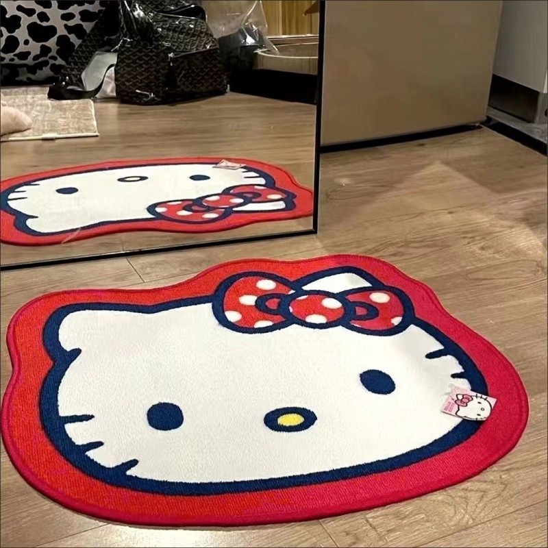 [ฮาโร] 120 ซม.พรมปูพื้น Hello Kitty Sanrio พรมบรรยากาศห้องนอนห้องนั่งเล่นแคชเมียร์พรมหนาเสื่อขนแกะข้างเตียงโซฟาและพรม