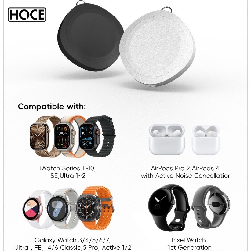 HOCE 4in1 แบบพกพา Wireless Charger Pad สําหรับ IWatch 10-1 Fast Charging Ipods หูฟัง Dock สําหรับ Galaxy นาฬิกา 3-8 คลาสสิก Active1 2