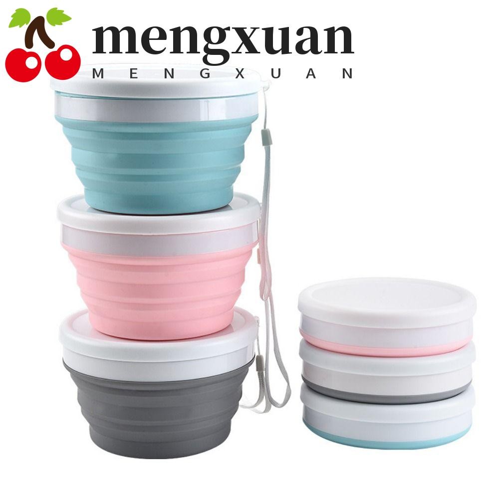 Mengxuan ชามพับได้ซิลิโคน,ภาชนะใส่อาหารแบบพกพาเกรดอาหารประหยัดพื้นที่,ฝาน้ําหนักเบาขนาดกะทัดรัดทนความร้อนตั้งแคมป์จานสลัดครัวเครื่องมือ