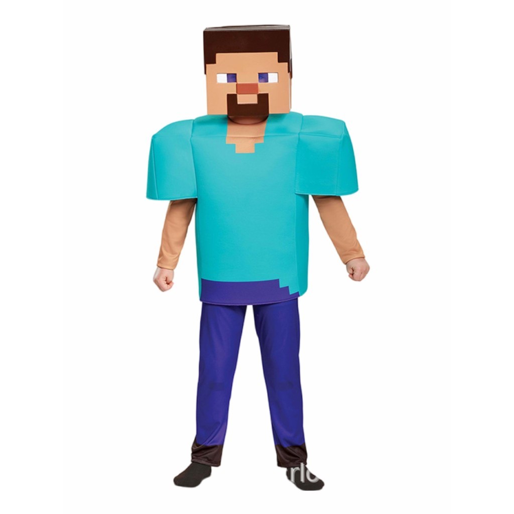 Zst Minecraft Steve เกราะเด็กเด็กคอสเพลย์เครื่องแต่งกายเด็กฮาโลวีนเกมตัวละครเครื่องแต่งกายประสิทธิภาพ