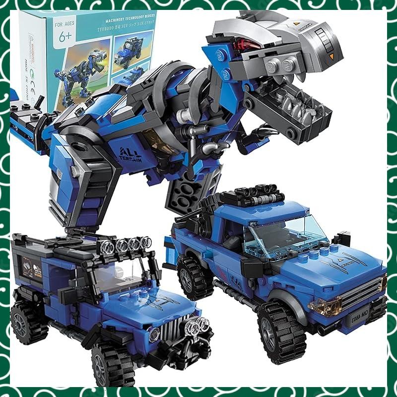 AMYCOOL 3-IN-1 block dinosaur toy popular 3D puzzle dinosaur transformable car construction vehicle 