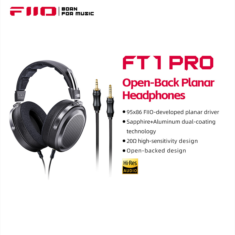 ใหม่ FiiO FT1 Pro Open-Back Planar Magnetic Wired Hi-Fi หูฟังสําหรับ Home Studio พร้อมสาย 3.5+4.4