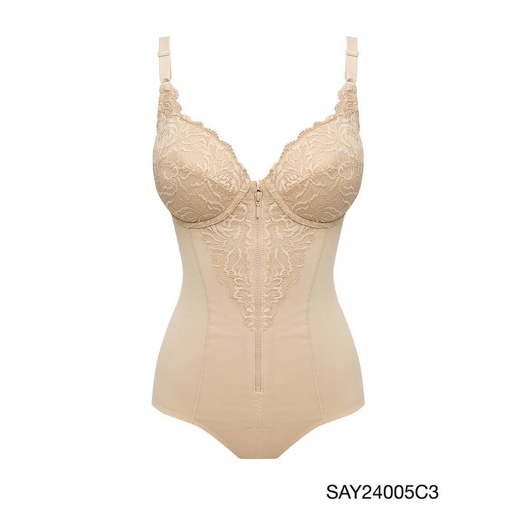 Sabina บอดี้สูทกระชับสัดส่วน มีโครง Strong Support รหัส SAY24005C3 - สีเนื้อเข้ม