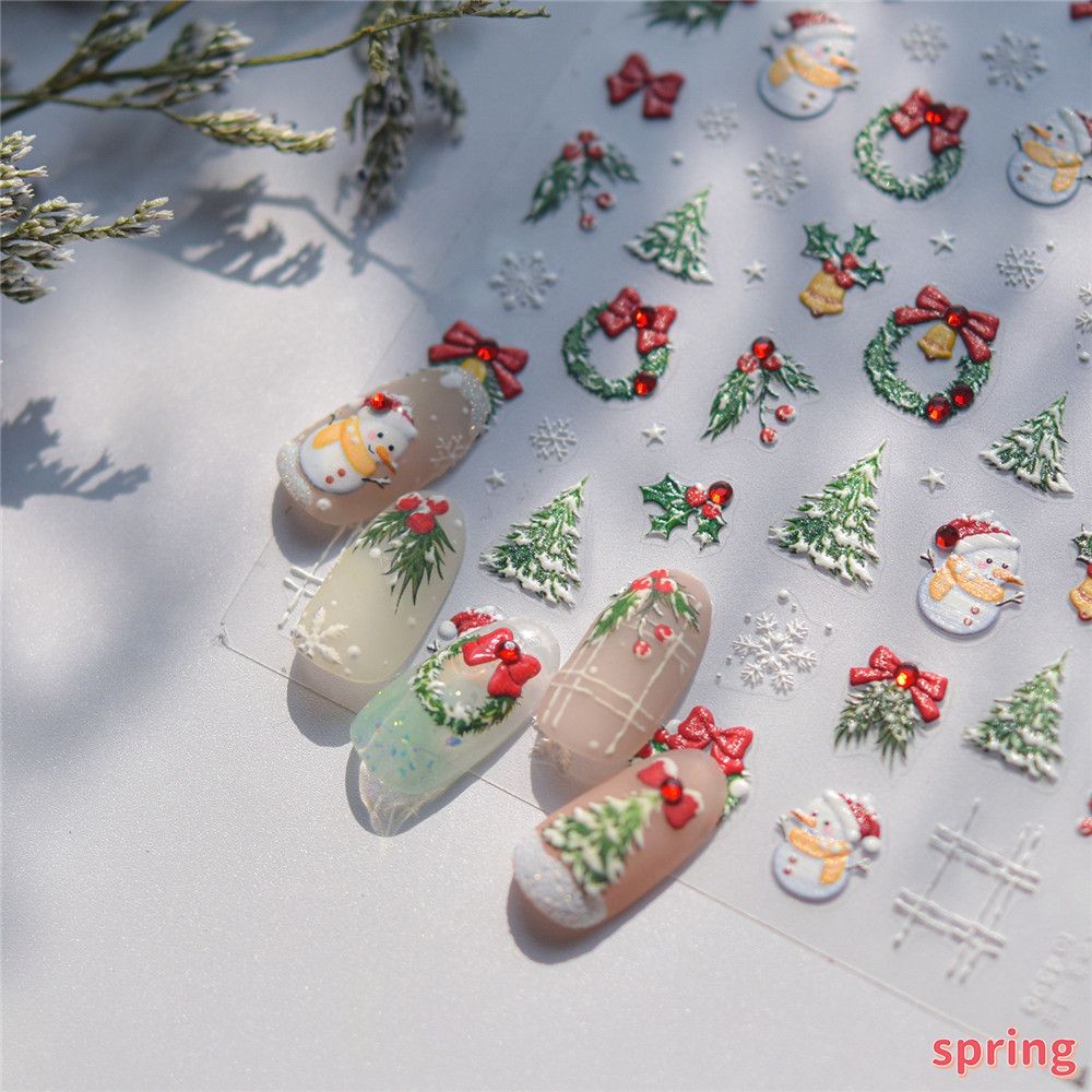 สติกเกอร์ติดเล็บลายคริสต์มาส Tomoni Nail Art Crystal Diamond สติ๊กเกอร์ตกแต่งเล็บลายต้นสนคริสต์มาส อุปกรณ์ทำเล็บสำหรับร้านทำเล็บ (ฤดูใบไม้ผลิ)