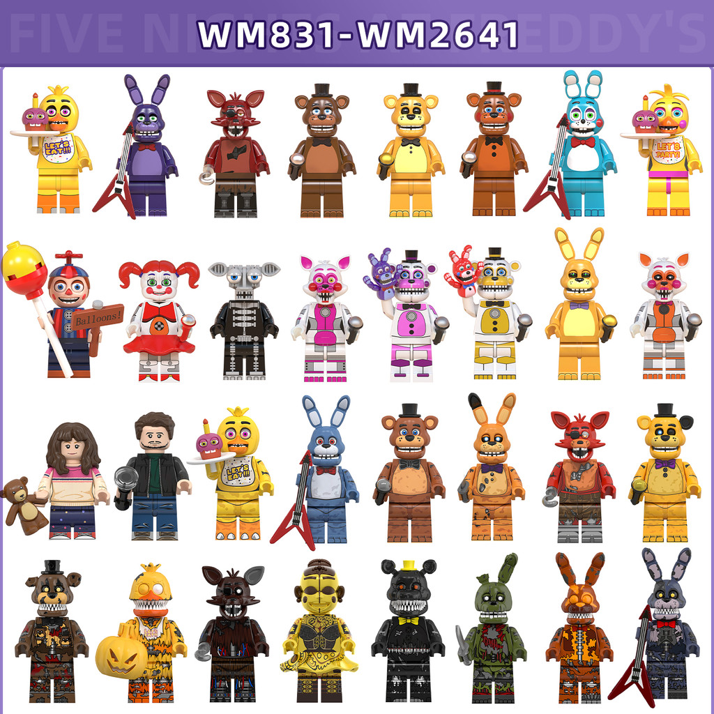 ห้าคืนที่ Freddys Building Blocks Chica Bonnie Fox Clockwork บอลลูน Lolbit Springtrap Endo Minifigures