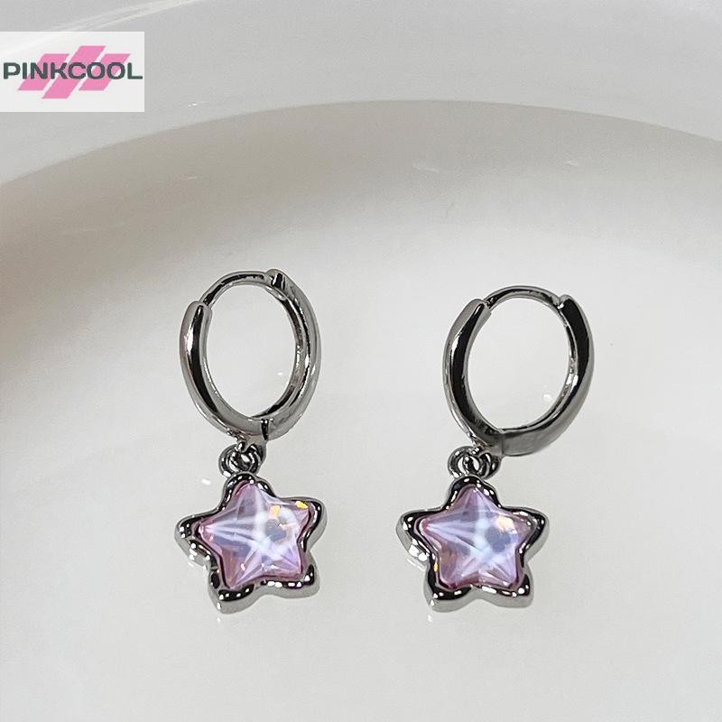Pinkcool Gothic น่ารัก Dream Fairy Moonlight หิน Star จี้ต่างหูสําหรับ Egirl Y2K EMO 2000s Harajuku Goth Vintage เครื่องประดับอุปกรณ์เสริมร้อน