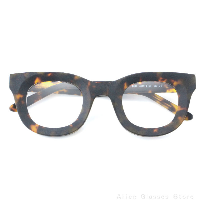 148 มม.ใหม่ Acetate กรอบแว่นตา Retro Matte Cat Eye แว่นตาผู้ชายผู้หญิงรูปไข่แว่นตา 6688 - รูปที่ 2