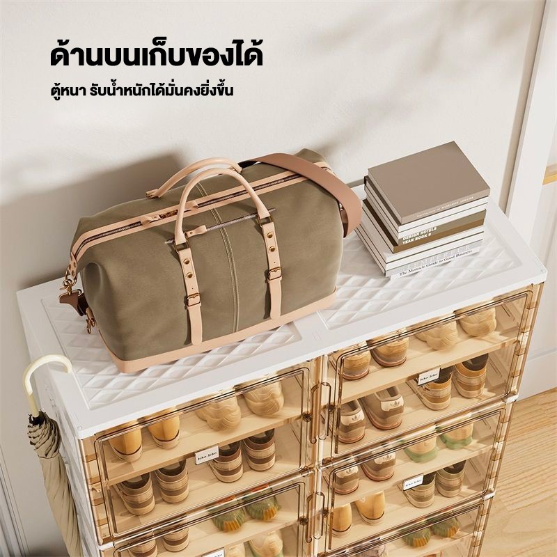 Oy กล่องใส่รองเท้า พับได้ 5 ชั้น พร้อมฝาปิดโปร่งใส ขนาด 25.5x34.5x105 ซม. ประหยัดพื้นที่ เก็บรองเท้าเป็นระเบียบ - รูปที่ 5