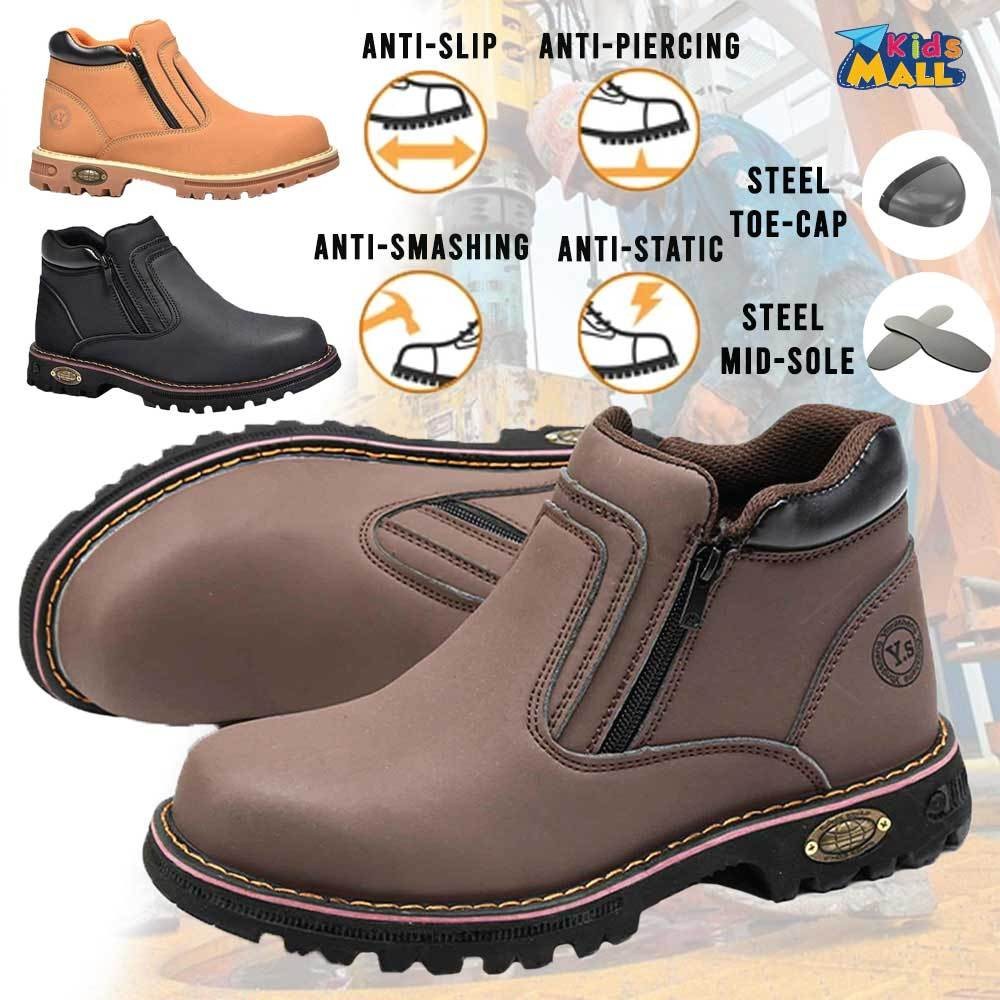 รองเท้านิรภัยกลางตัด Dual Zip ผู้ชายผู้หญิง Safety Boot Kasut Safety Sarung Zip Lelaki Perempuan