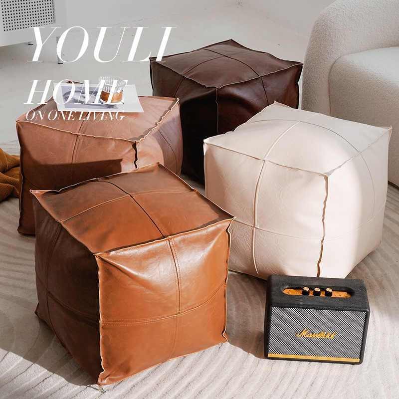 Ins Simple Large Size Leather Storage Bag, Creative Storage Stool Old Clothes Filling, Waterproof Wear-Resistant