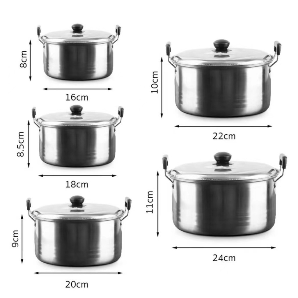 หม้อ พร้อมฝาปิด ชุดหม้อทำครัว ชุดหม้อต้ม หม้อเอนกประสงค์ ใช้กับเตาไฟฟ้าได้  ซม สแตนเลส ชุดหม้อสแตนเลส 5 ใบ - รูปที่ 5