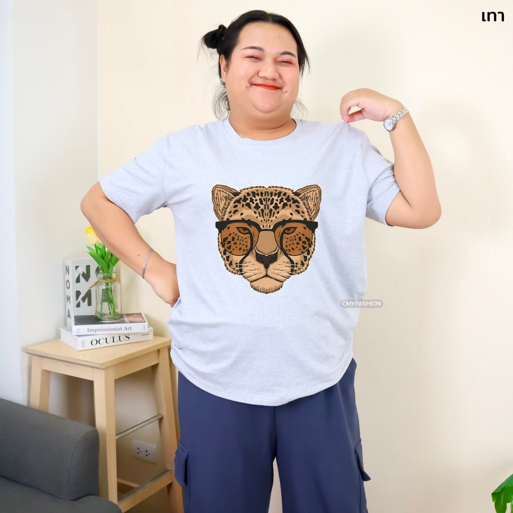 เสื้อยืด คอกลม แขนสั้น ไซส์จัมโบ้ อกหน้าผ้า 50 นิ้ว รูปที่ 4